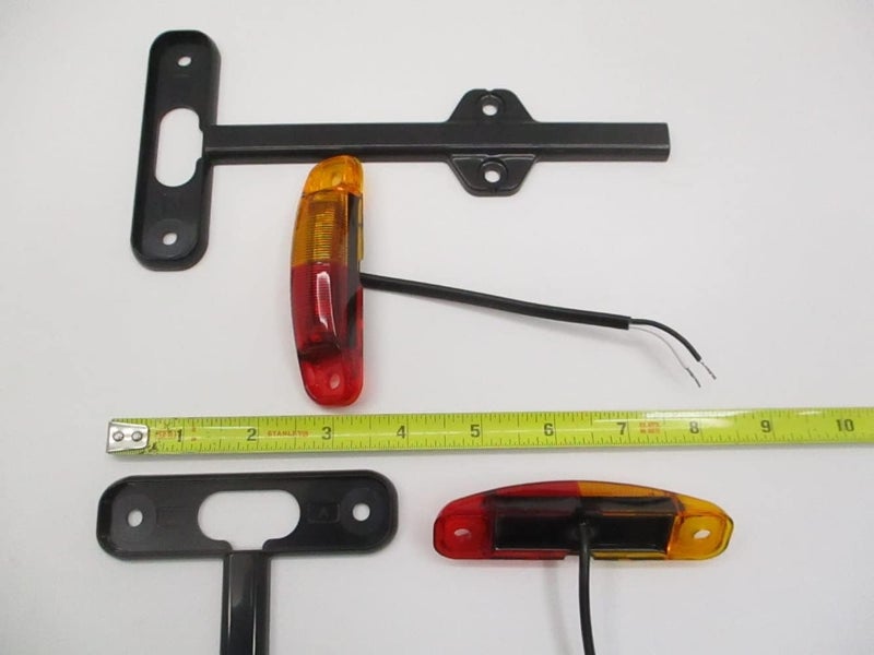 C2W Pair Red/Amber LED Trailer Fender Marker Clearance Light Black Base - Image 3